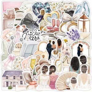 50 Wedding Sticker, Bridal Party Engagement Pack
